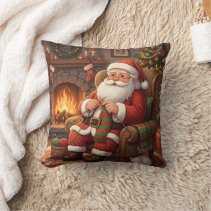 Personalized "Santa's Cozy Knitting Nook" Cushion