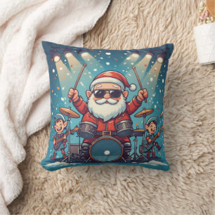 Personalized Santa's Drumming Rock Band Cushion
