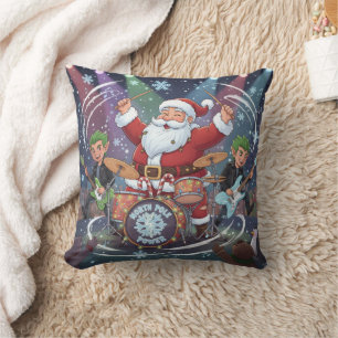 Personalized Santa's Drumming Rock Band Cushion