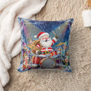 Personalized Santa's Drumming Rock Band Cushion