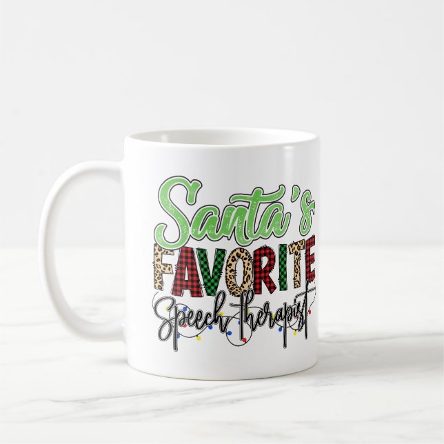 Personalized Santa's Favorite Speech Therapist Coffee Mug (Left)