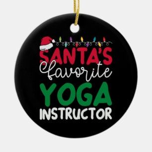 Personalized Santa's Favorite Yoga Instructor Ceramic Tree Decoration