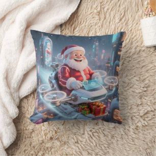 Personalized Santa's High-Tech Delivery Drone Cushion