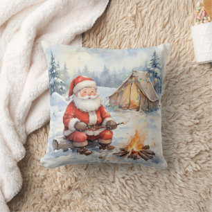 Personalized Santa's Winter Camping Christmas Cushion
