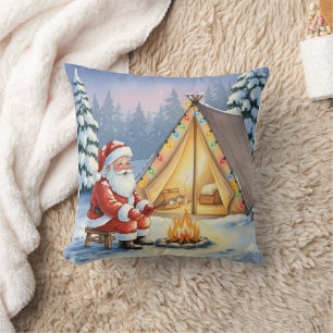 Personalized Santa's Winter Camping Christmas Cushion
