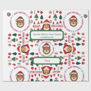 Personalized Santa's Workshop Christmas Gift Wrap