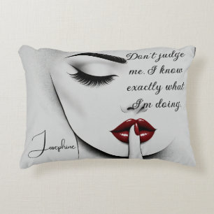 Personalized Sassy Quote Red Lips Beauty Glam Chic Decorative Cushion