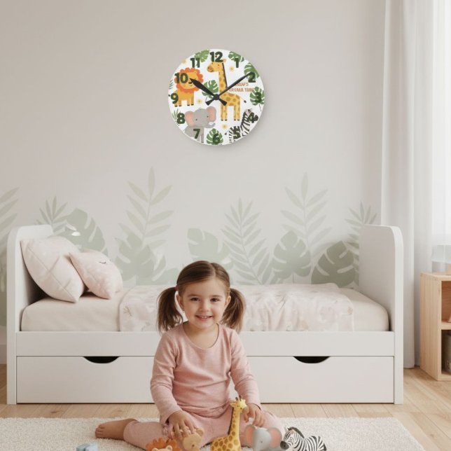 Personalized Savanna Safari Time Kids Wall Clock (Creator Uploaded)