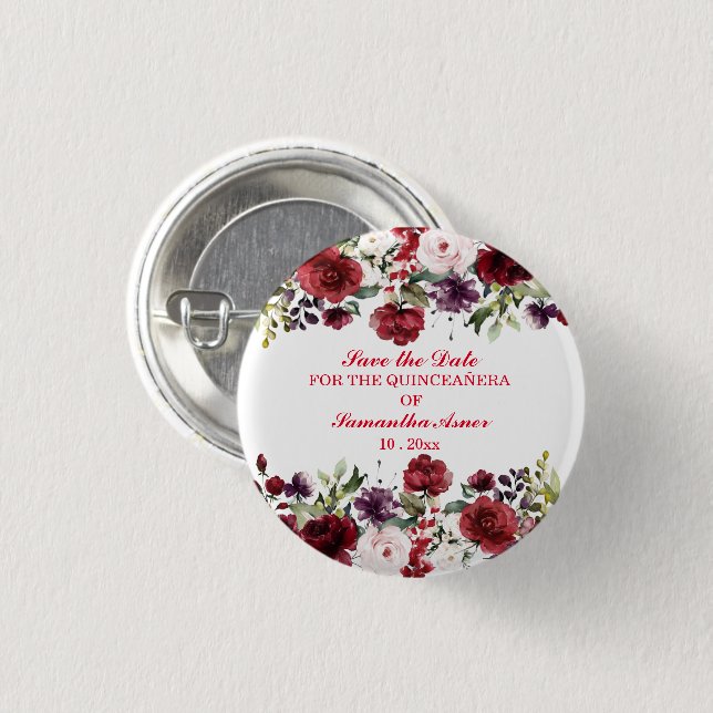 Personalized  Save the date magnets for Quinceaner 3 Cm Round Badge (Front & Back)