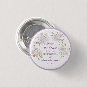 Personalized Save the date magnets for Quinceaner 3 Cm Round Badge