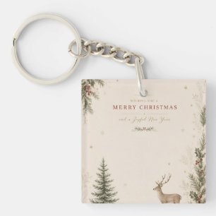 Personalized Scandinavian Christmas holiday Key Ring