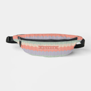 Personalized Scandinavian Pastel Knit Pattern Name Bum Bags