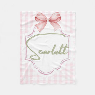 Personalized Scarlett Baby Girl Nursery Gingham Fleece Blanket