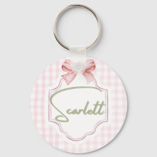Personalized Scarlett Baby Girl Nursery Gingham Key Ring