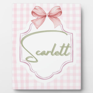Personalized Scarlett Baby Girl Nursery Gingham  Plaque