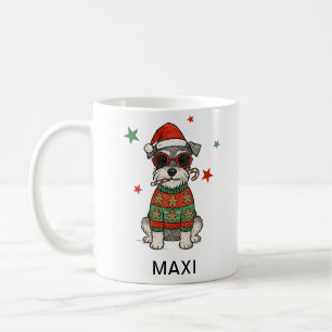 Personalized Schnauzer Gingerbread Ugly Sweater Coffee Mug