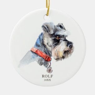 Personalized Schnauzer Illustration Dog Pet Custom Ceramic Tree Decoration