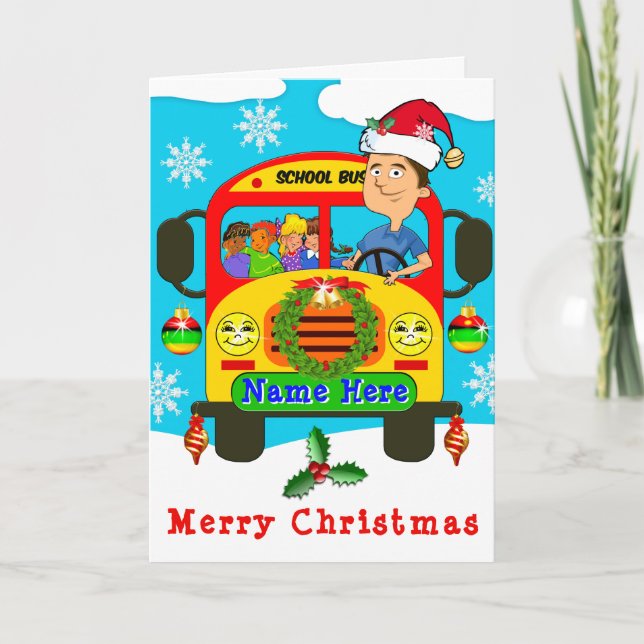 Personalized School Bus Driver Christmas Cards (Front)