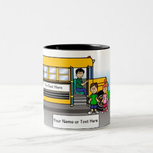 Personalized School Bus Driver - Male Cartoon Two-Tone Coffee Mug