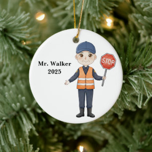 Personalized School Crossing Guard Ceramic Tree Decoration