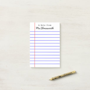 Personalized School Paper Design - Teacher Gift Post-it Notes