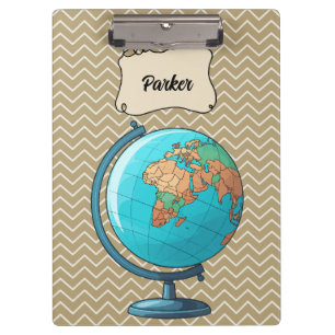 Personalized School World Globe Clipboard