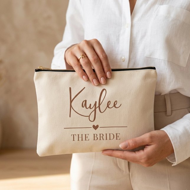 Personalized Script Bridesmaid Pouch Wedding Gift (bridesmaid thank you pouch gift, stylish bridal party pouch gift, personalized wedding pouch gift,)