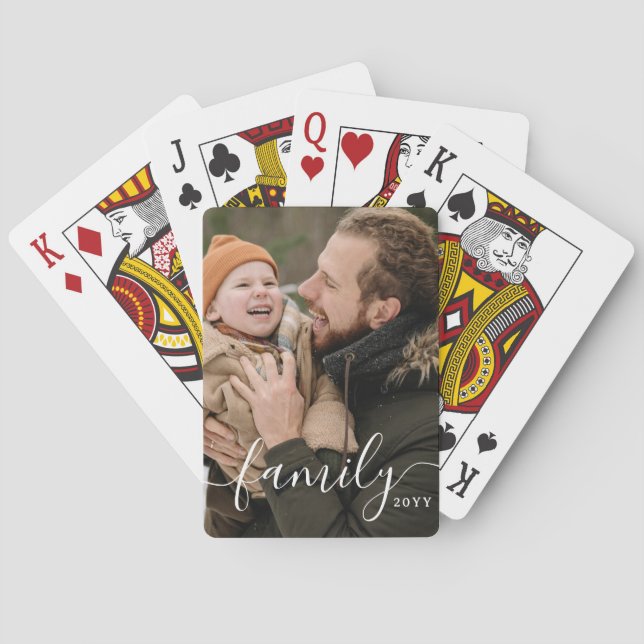 Personalized Script Family Photo Playing Cards (Back)