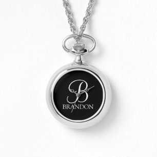 Personalized Script Monogram and Name Keychain Watch