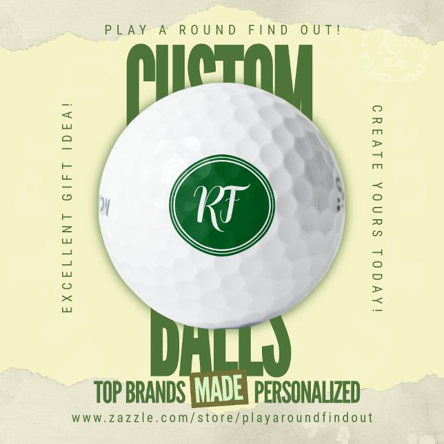 Personalized Script Monogram Wilson Ultra Distance Golf Balls (Custom golf balls by Play A Round Find Out, "RF" elegant customizable initials monogram)