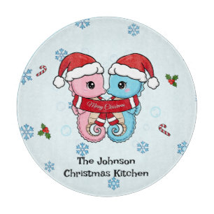 Personalized Seahorse Christmas Cutting Board