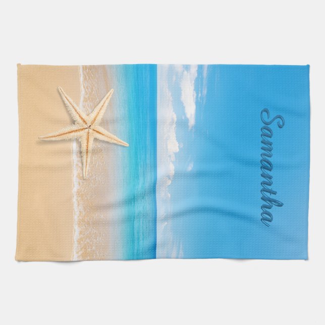 Personalized Seaside Kitchen Towel (Horizontal)