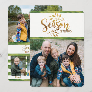 Personalized Season of Thanks 5 Photo Holiday Card