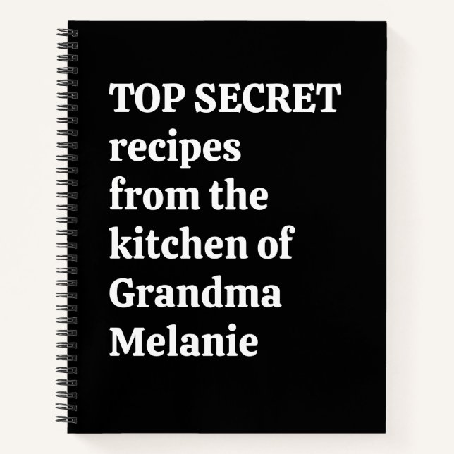 Personalized Secret Grandma Funny Quote Recipe Notebook (Front)