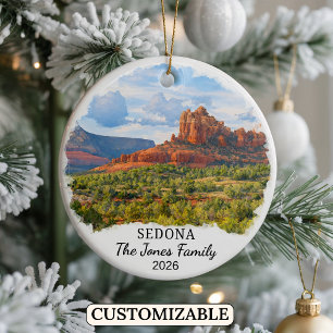 Personalized Sedona Ornament, Custom Arizona Ceramic Tree Decoration