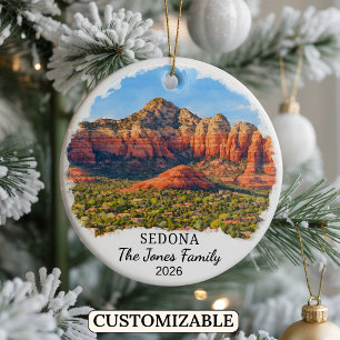 Personalized Sedona Ornament, Custom Arizona Ceramic Tree Decoration