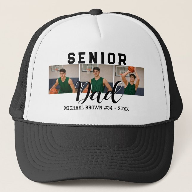 Personalized Senior Night Basketball Dad Gift Trucker Hat (Front)