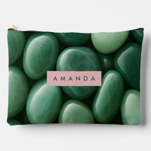 Personalized Serene Green Jade Stone Accessory Pouch