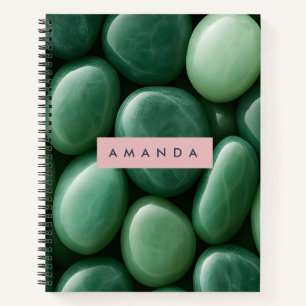 Personalized Serene Green Jade Stone Notebook