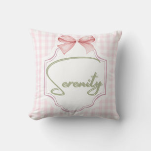 Personalized Serenity Baby Girl Nursery Bow Cushion