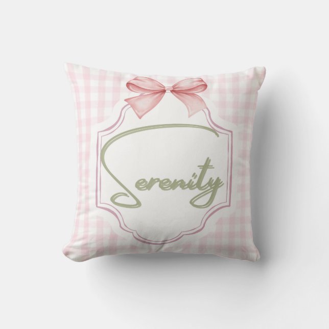 Personalized Serenity Baby Girl Nursery Bow  Cushion (Front)