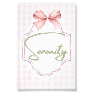 Personalized Serenity Baby Girl Nursery Bow Photo Print