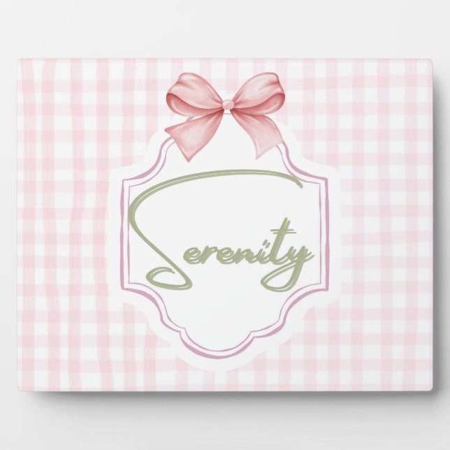 Personalized Serenity Baby Girl Nursery Bow  Plaque (Front)