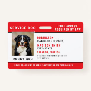 Personalized Service Dog Badge ID Badge
