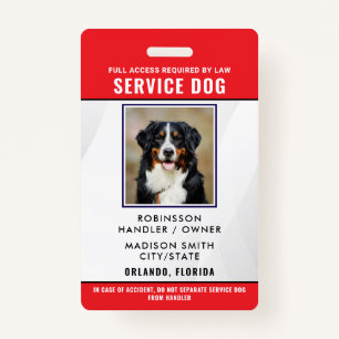 Personalized Service Dog ID Badge