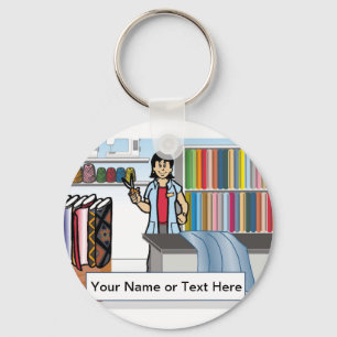 Personalized Sewing, Seamstress - Female Cartoon Key Ring