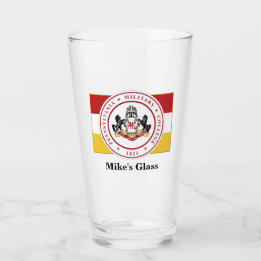 PERSONALIZED Shaker Glass/Tumbler w/PMC FLAG Glass
