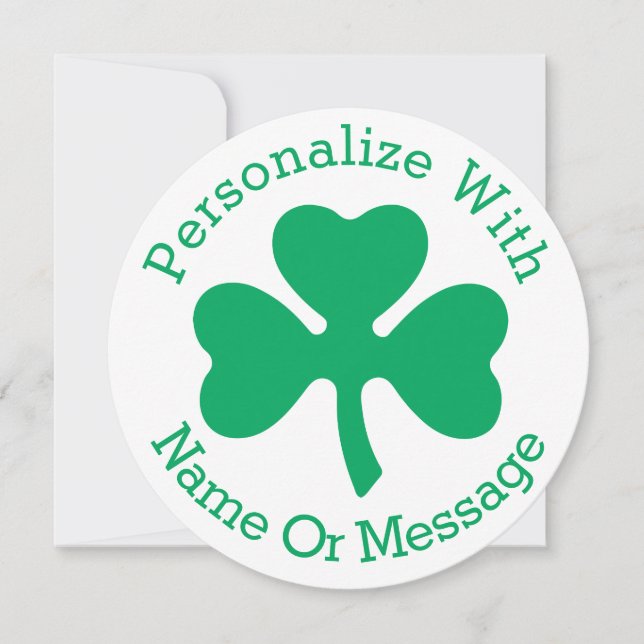 PERSONALIZED Shamrock St Patricks Day Card (Front)