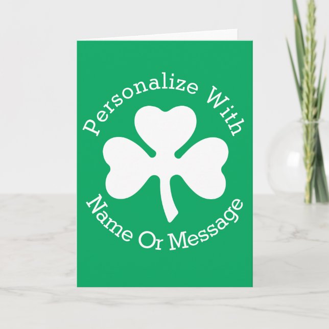 PERSONALIZED Shamrock St Patricks Day Card (Front)