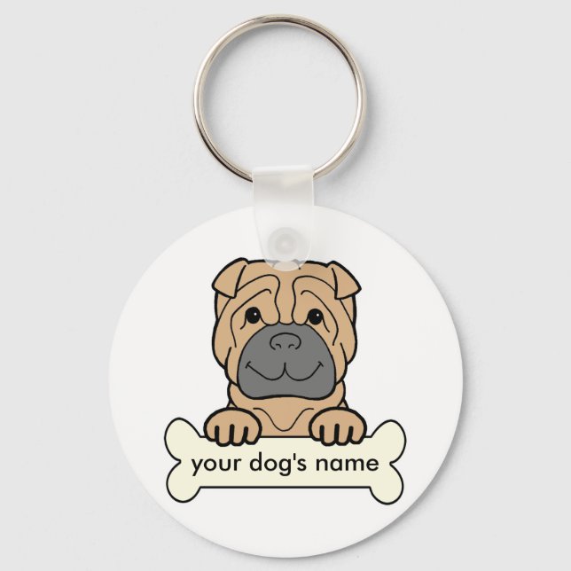 Personalized Shar-Pei Key Ring (Front)